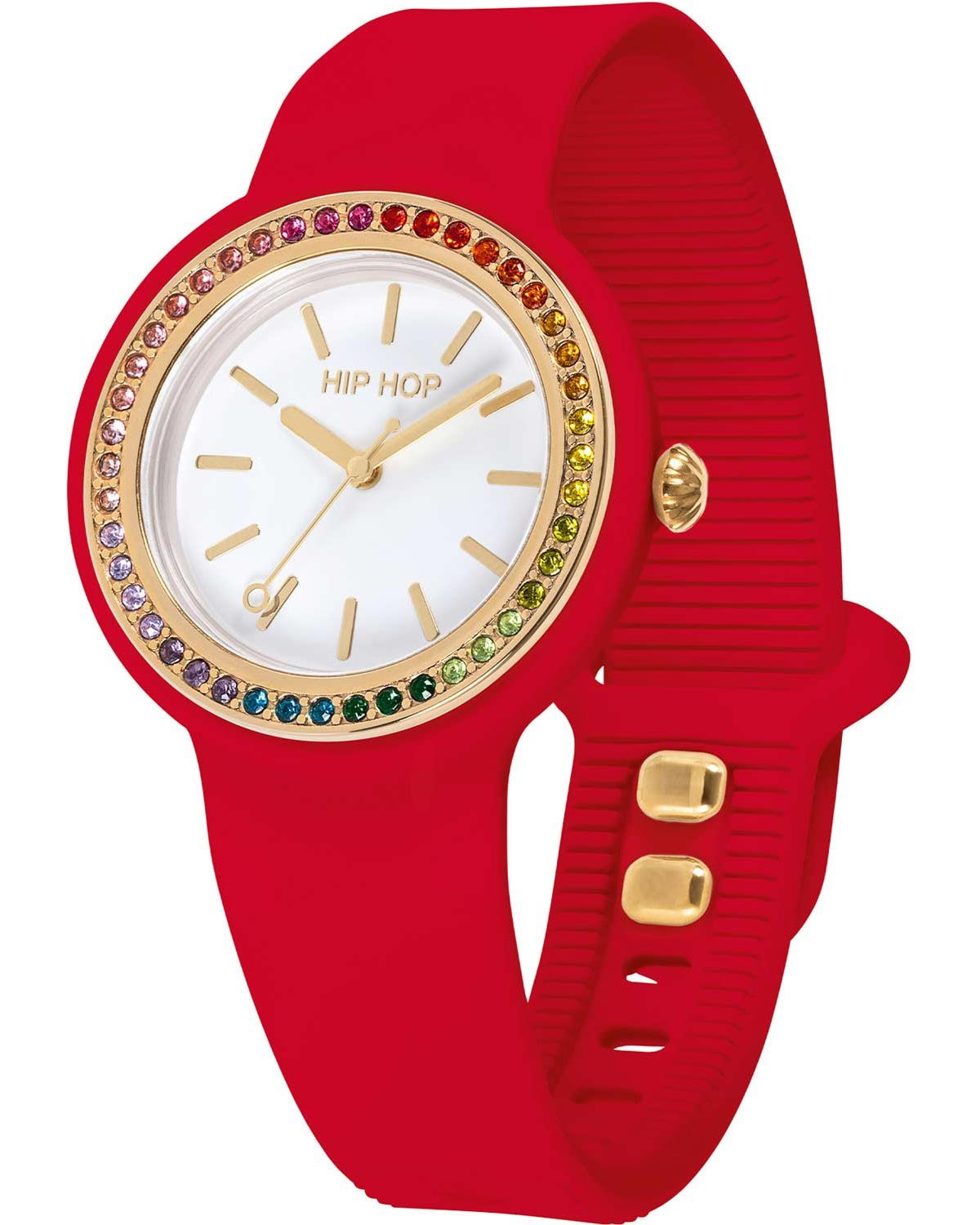 Ρολόι HIP HOP Hero.DOT Bezel Glam Crystals Red Silicone Strap
