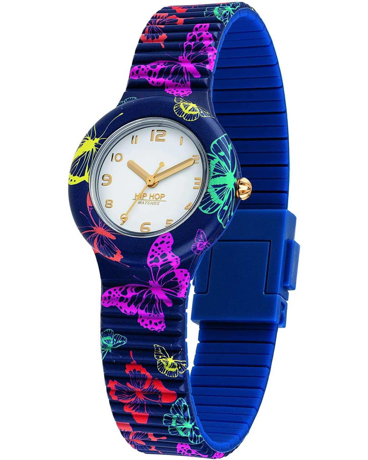 Ρολόι HIP HOP Animals Addicted Blue Butterfly Multicolor Silicone Strap