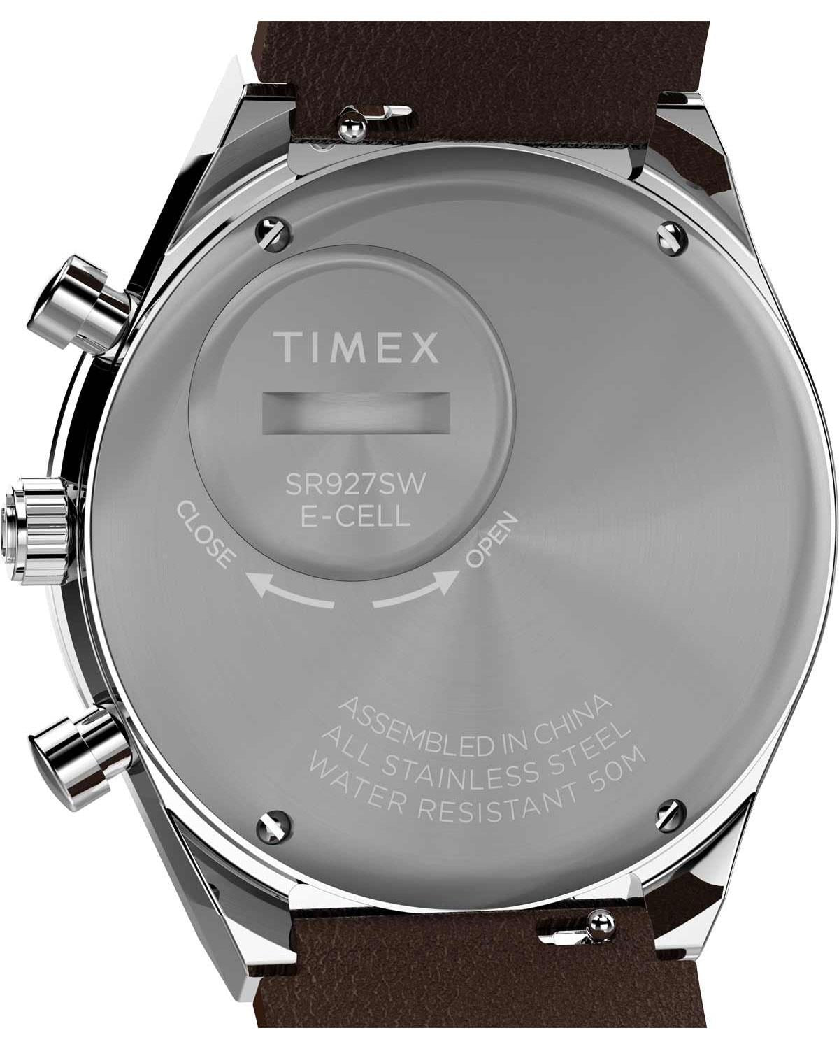 Ρολόι Q Timex Tachymeter Brown Leather Strap