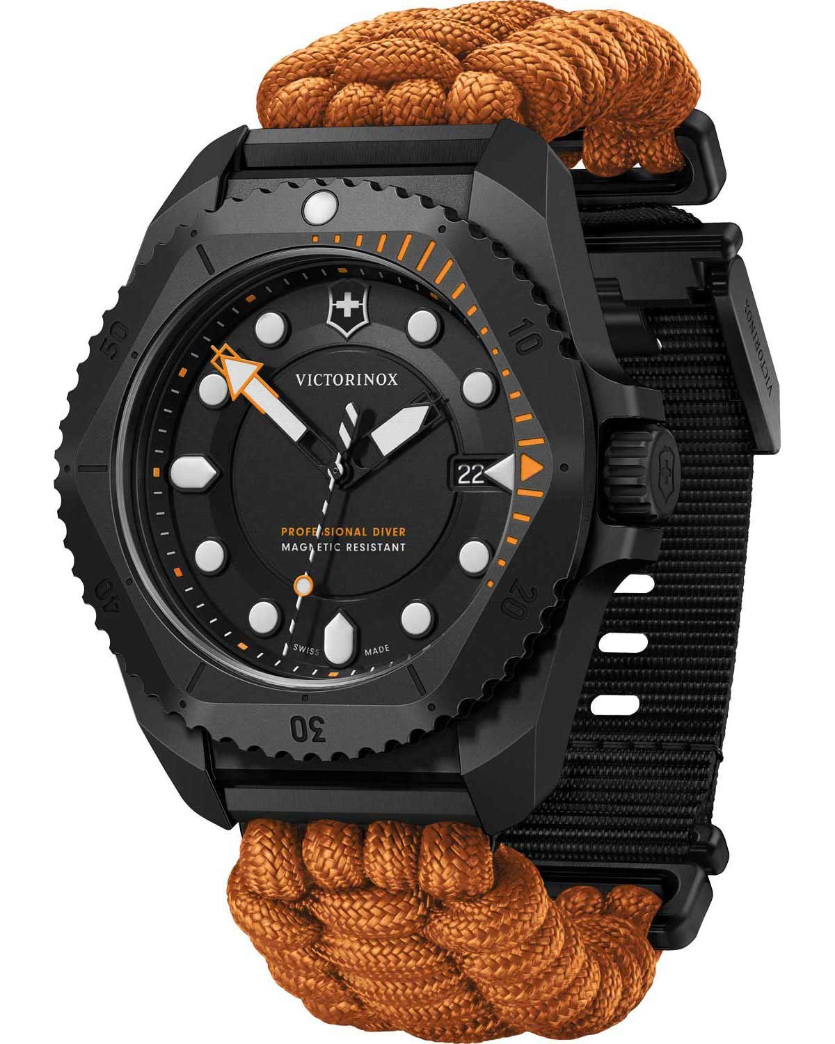 Ανδρικό ρολόι VICTORINOX Dive Pro Gift Set με πορτοκαλί λουράκι Paracord