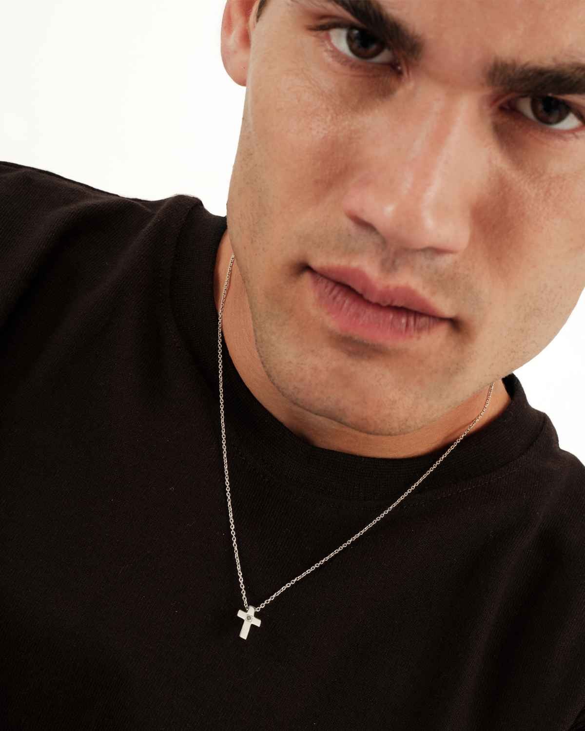 Ανδρικό κολιέ Black Diamond από ανοξείδωτο ατσάλι με διαμάντι