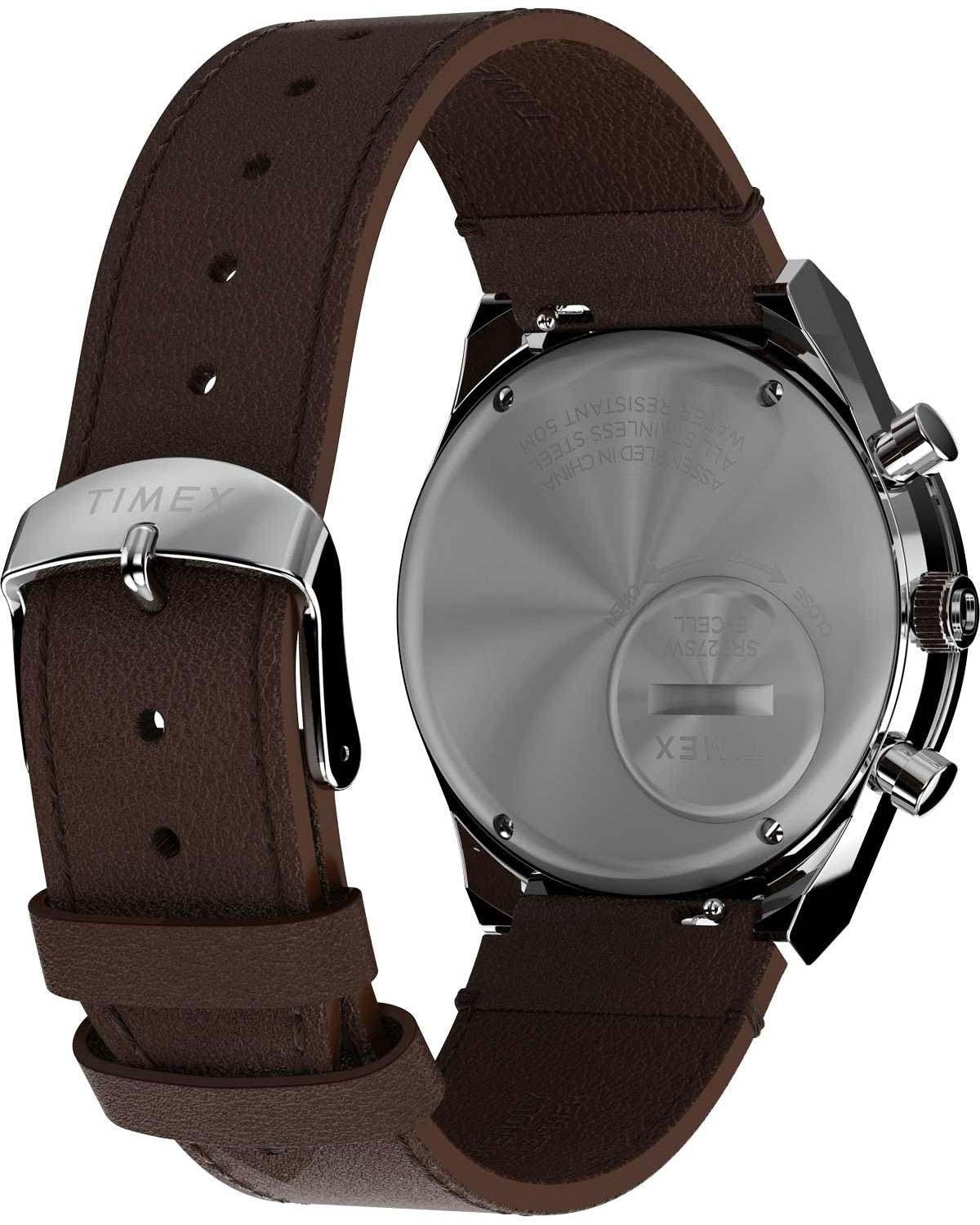 Ρολόι Q Timex Tachymeter Brown Leather Strap