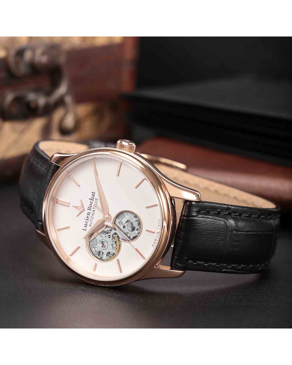 LUCIEN ROCHAT Montreux Automatic Black Leather Strap