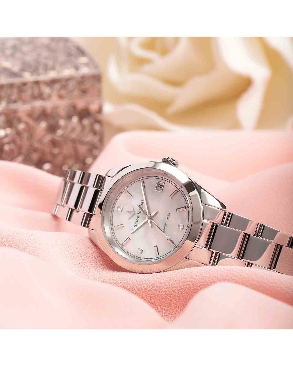 LUCIEN ROCHAT Madame Diamonds Silver Stainless Steel Bracelet