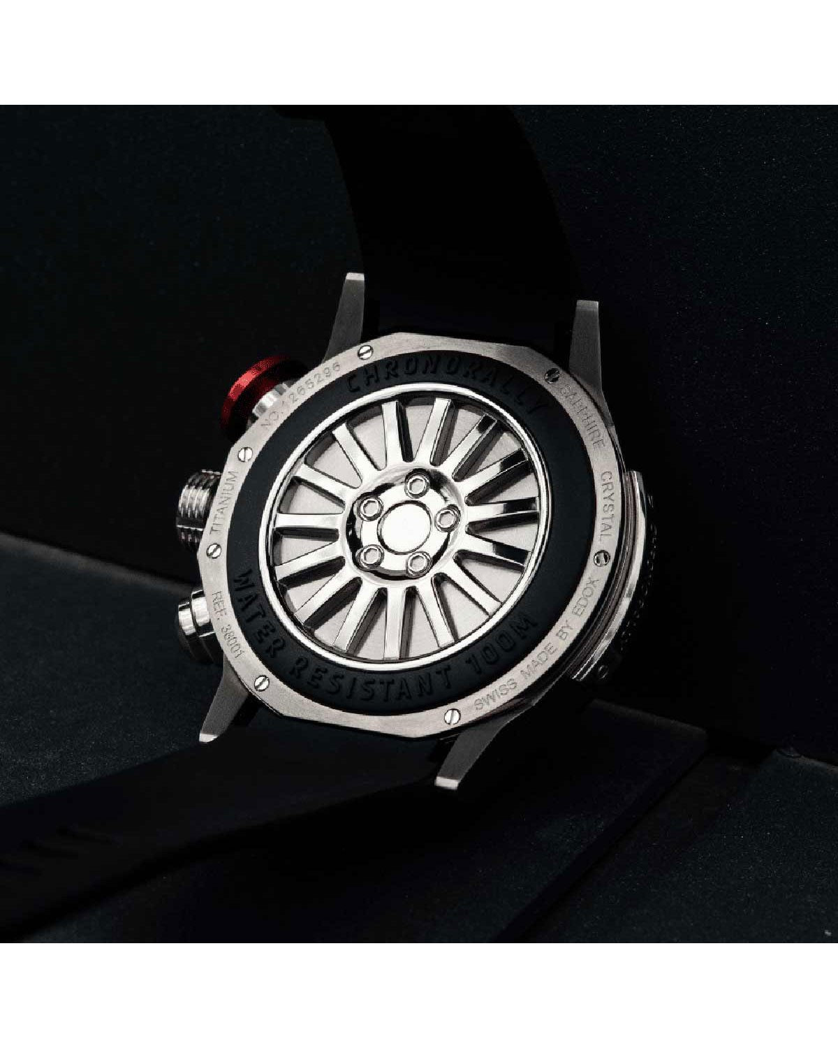 Ρολόι EDOX Chronorally Chronograph Black Rubber Strap