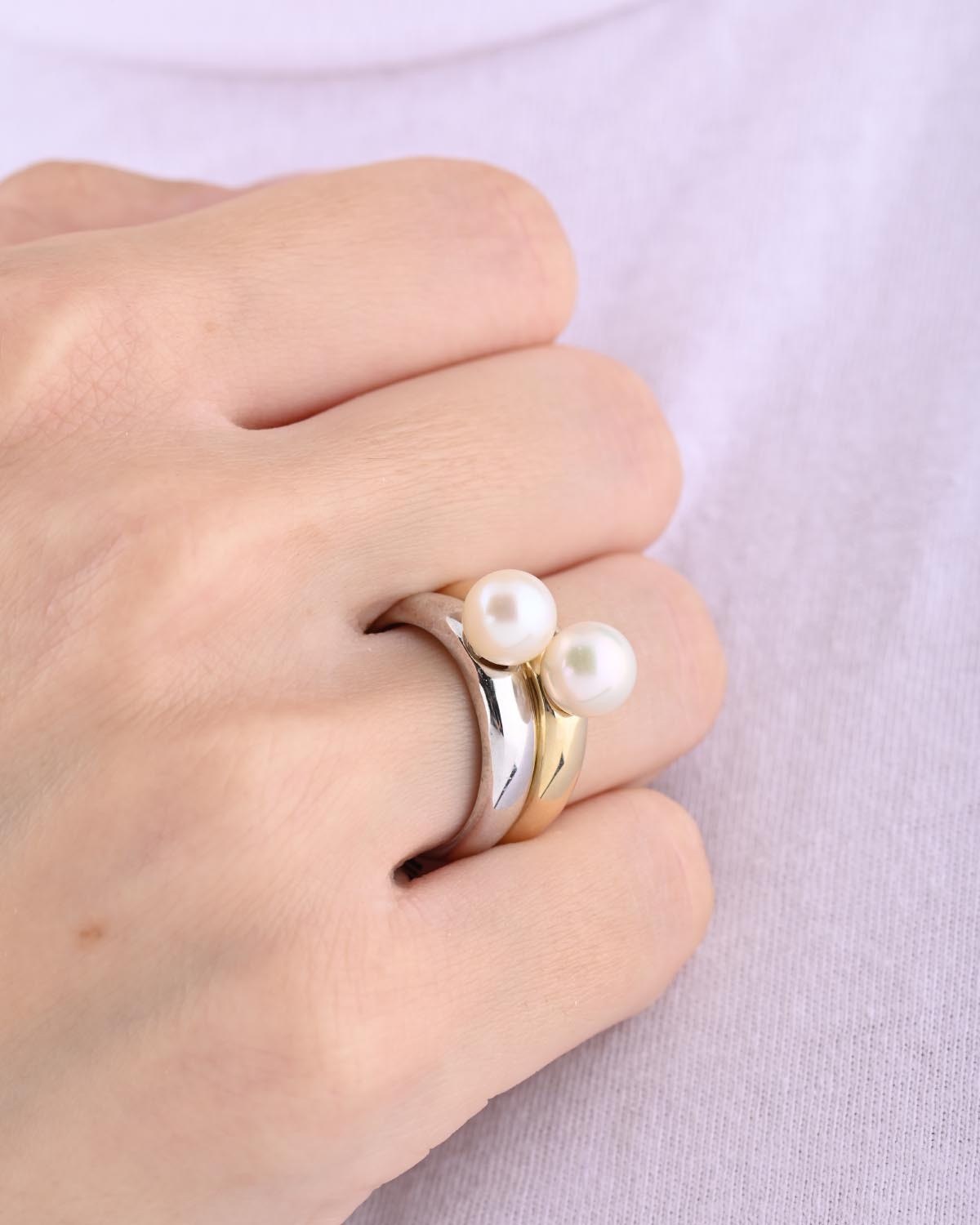 Μονόπετρο δαχτυλίδι SOLEDOR Pearl Sparkle από χρυσό 14Κ με μαργαριτάρι