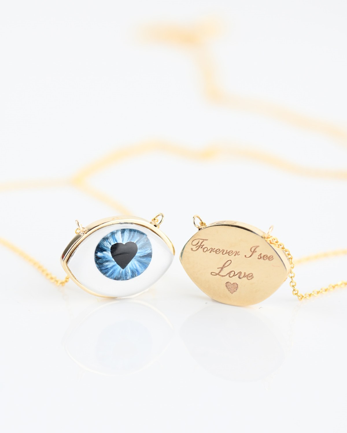 Κολιέ Forever I See LOVE της SOLEDOR από χρυσό 14Κ με μάτι