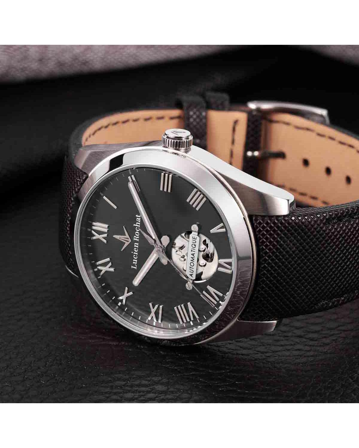 LUCIEN ROCHAT Leman Automatic Black Leather Strap
