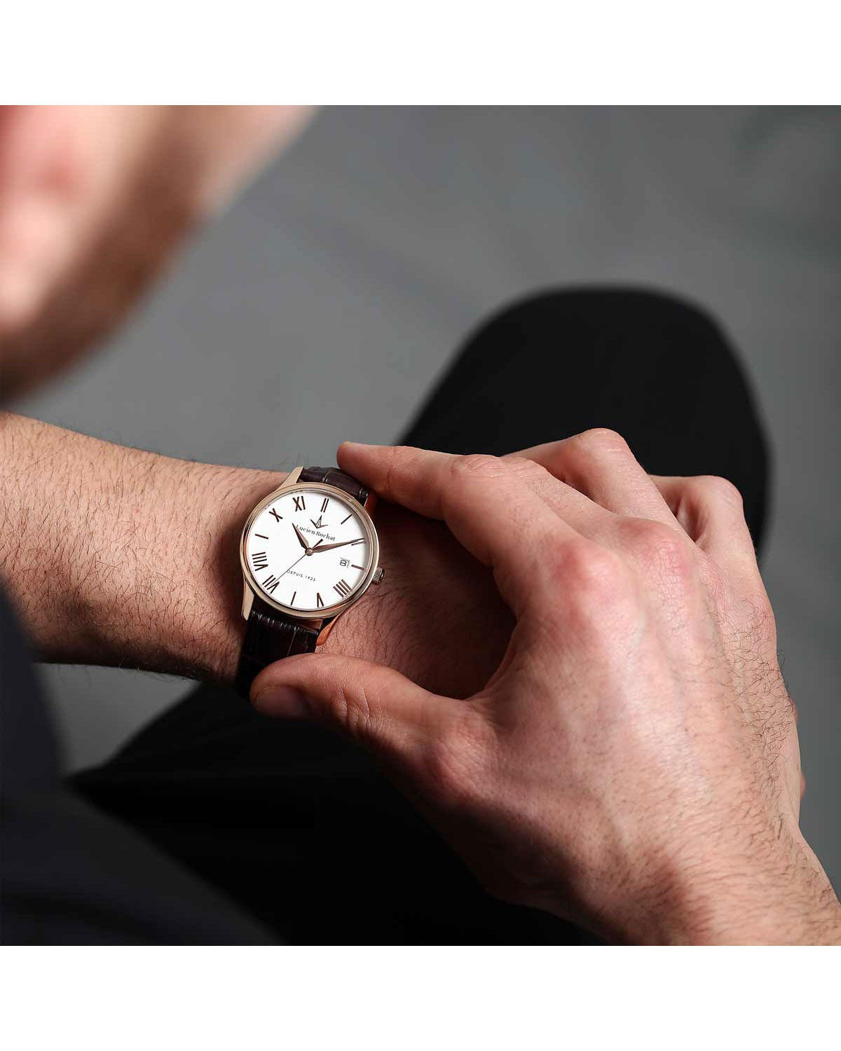 LUCIEN ROCHAT Montreux Brown Leather Strap