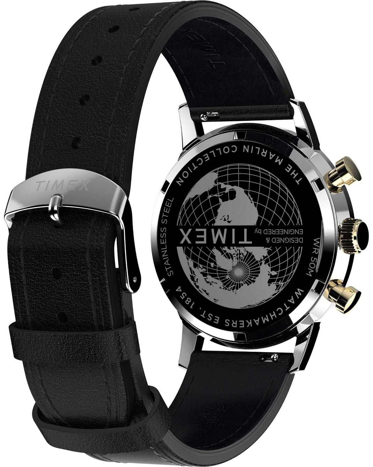 Ρολόι TIMEX Marlin Chronograph Black Leather Strap