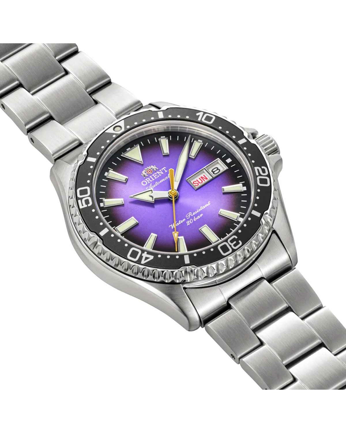 Ανδρικό ρολόι ORIENT Mako V αυτόματο με ασημί μπρασελέ από ανοξείδωτο ατσάλι