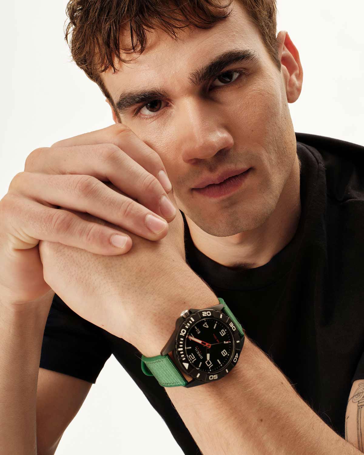 Ρολόι BREIL Tribe Black Horizon Green Combined Materials Strap