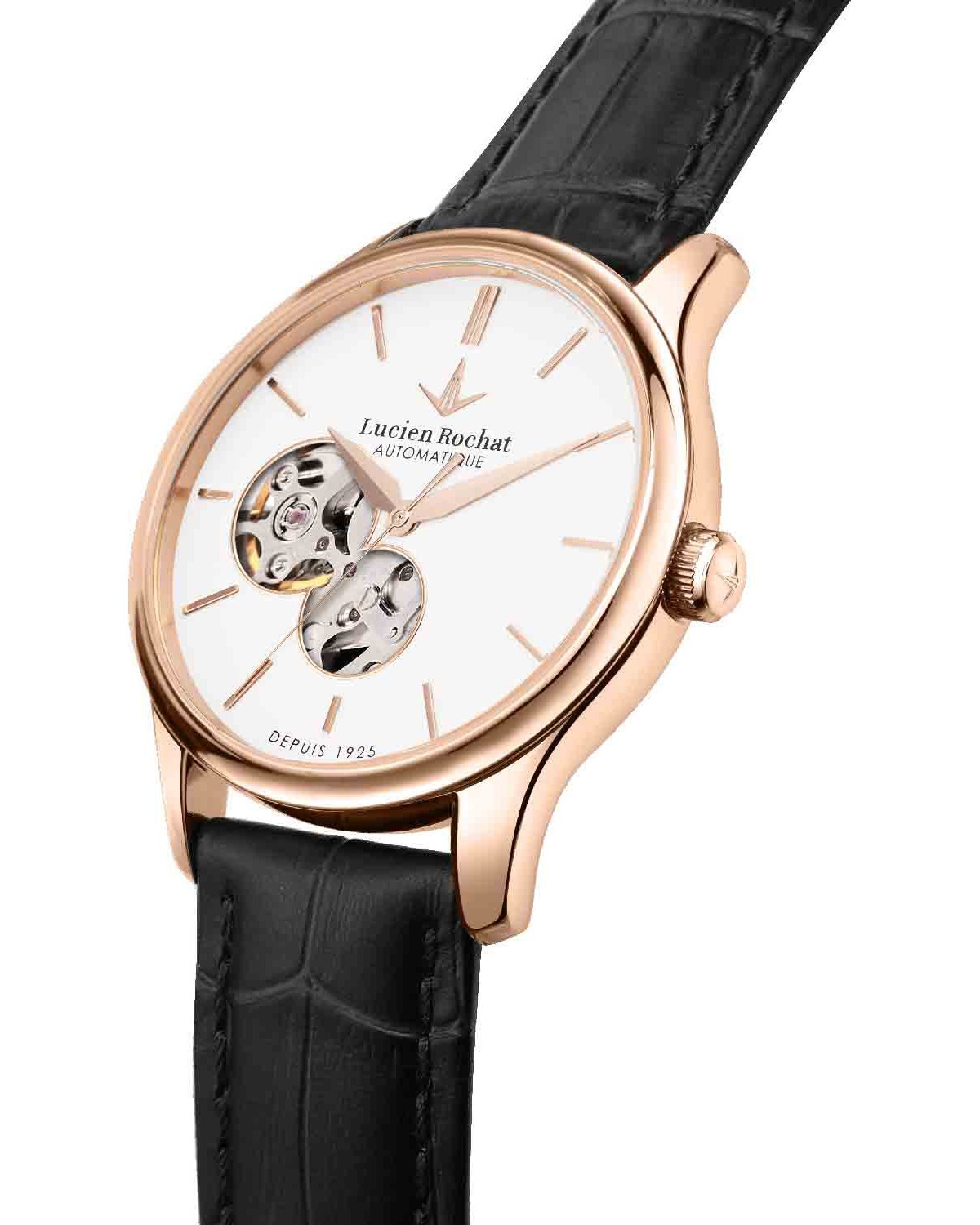 LUCIEN ROCHAT Montreux Automatic Black Leather Strap