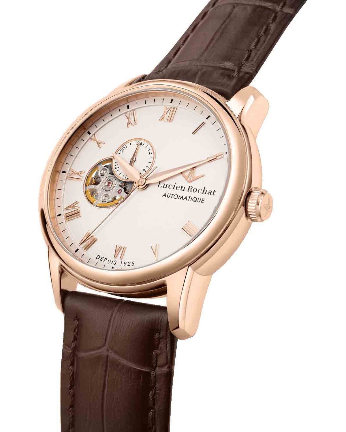 LUCIEN ROCHAT Iconic Automatic Brown Leather Strap