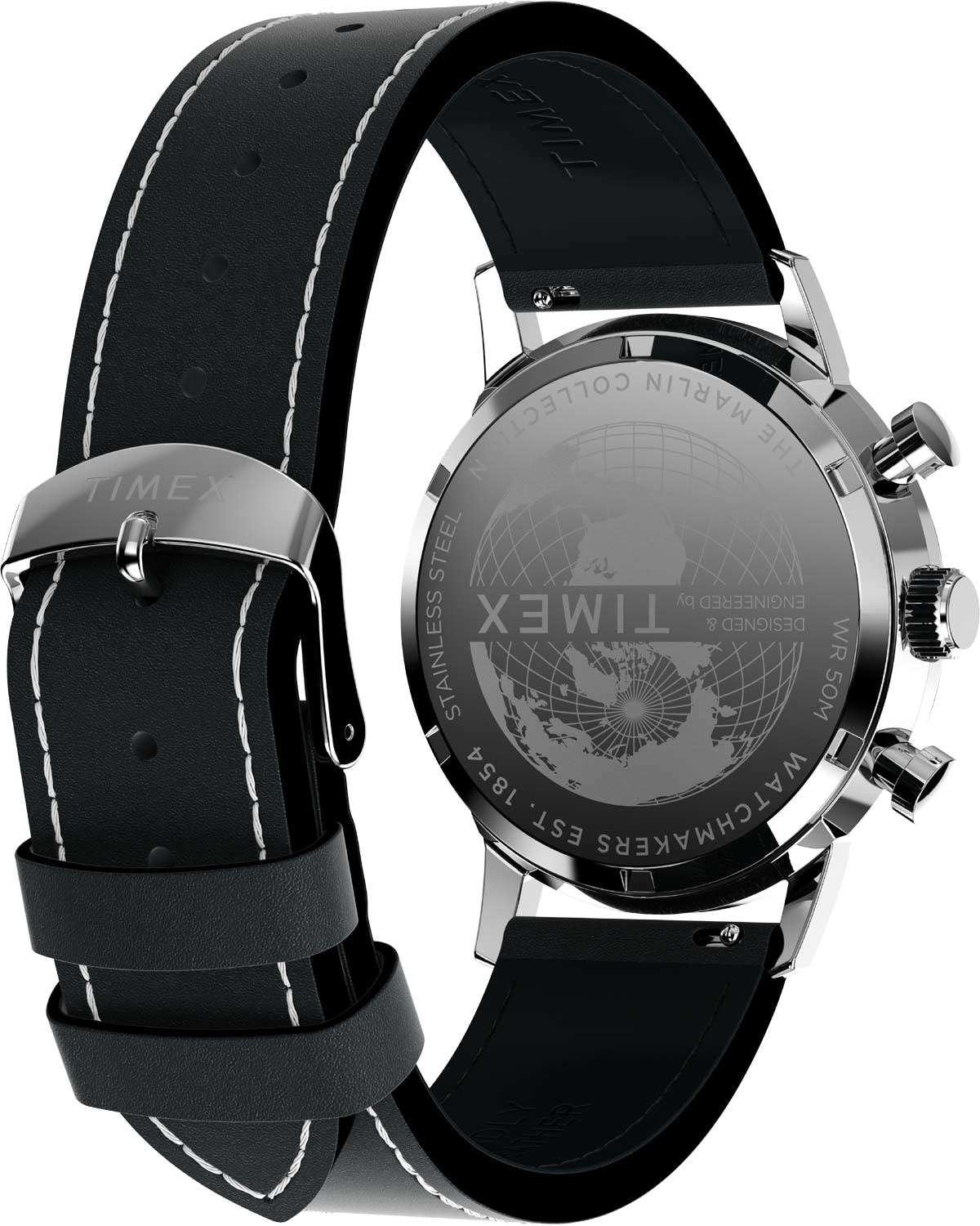 Ρολόι TIMEX Marlin Chronograph Black Leather Strap