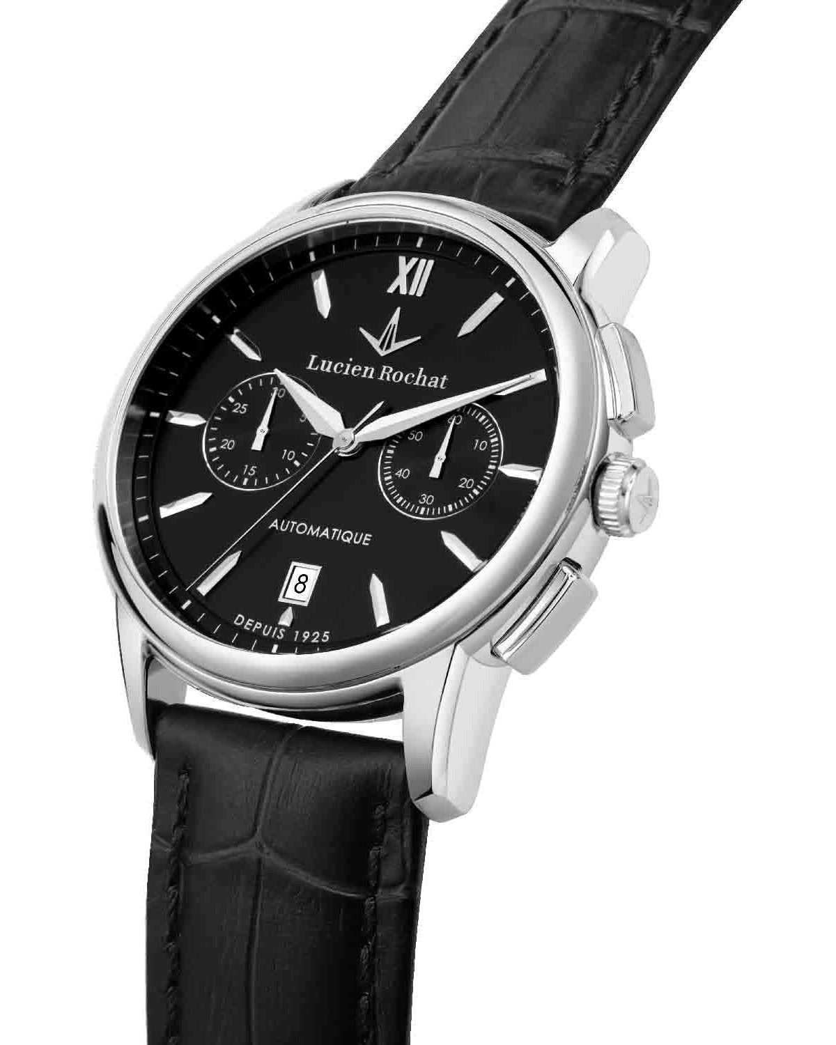 Ρολόι LUCIEN ROCHAT Iconic Automatic Chronograph Black Leather Strap