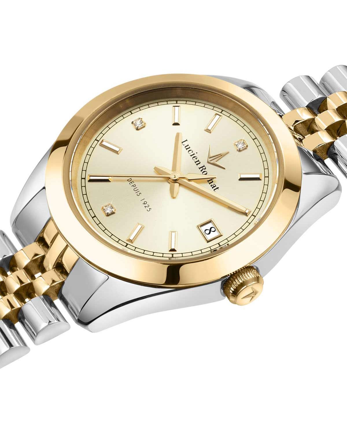 Ρολόι LUCIEN ROCHAT Madame Diamonds Two Tone Stainless Steel Bracelet