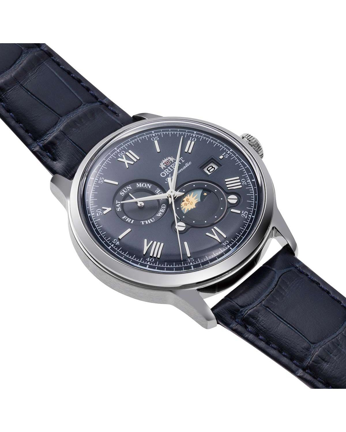 Ρολόι ORIENT Classic Sun and Moon Automatic Blue Leather Strap