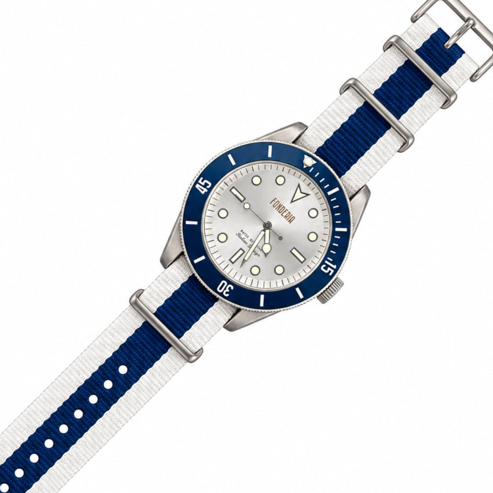 Fonderia Seawolf White Silver Natostrap P-8A002USB