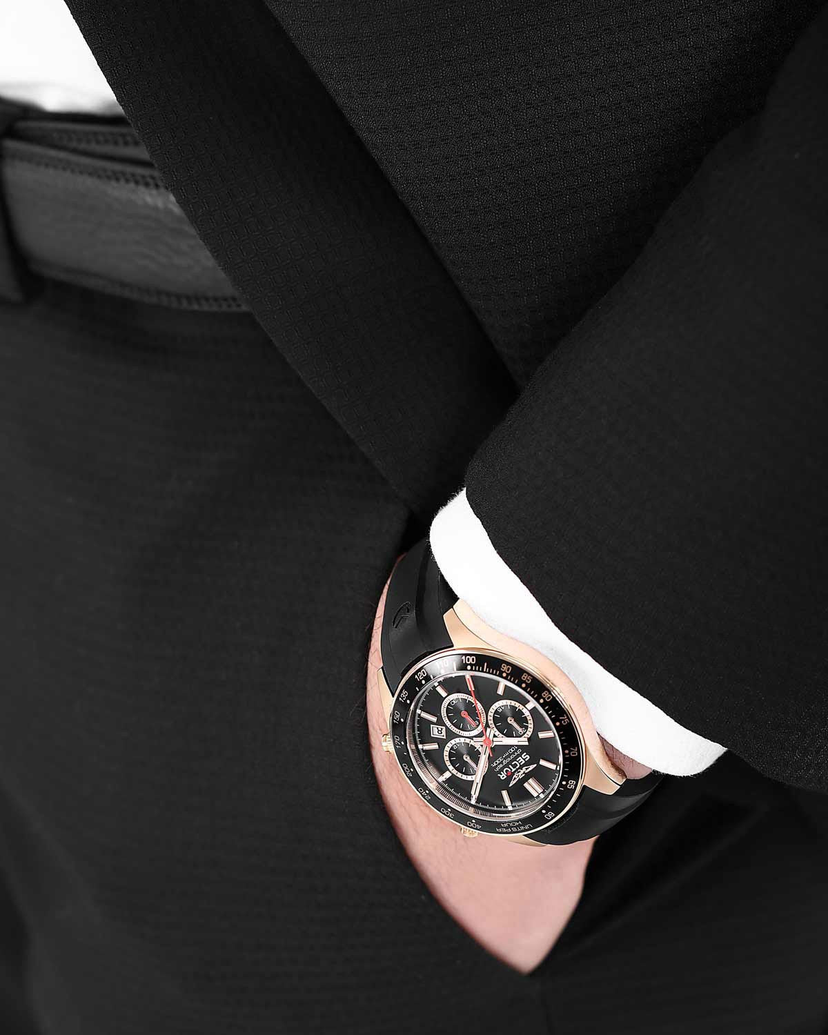 SECTOR 230 Chronograph Black Silicone Strap