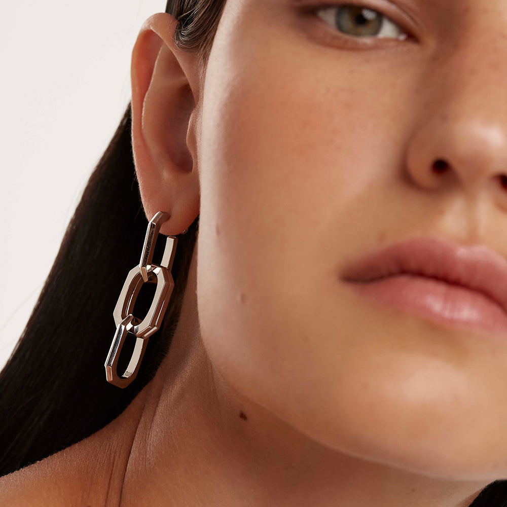 PDPaola Signature Chain Silver Earrings
