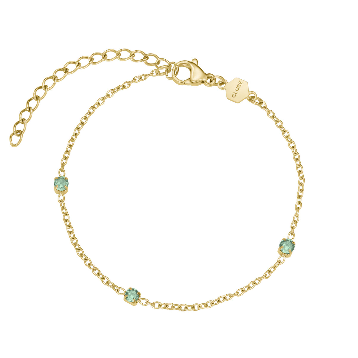 CLUSE Γυναικείο Βραχιόλι Élevé Zirconia Chain με Πράσινες Πέτρες Χρυσό – CB13373