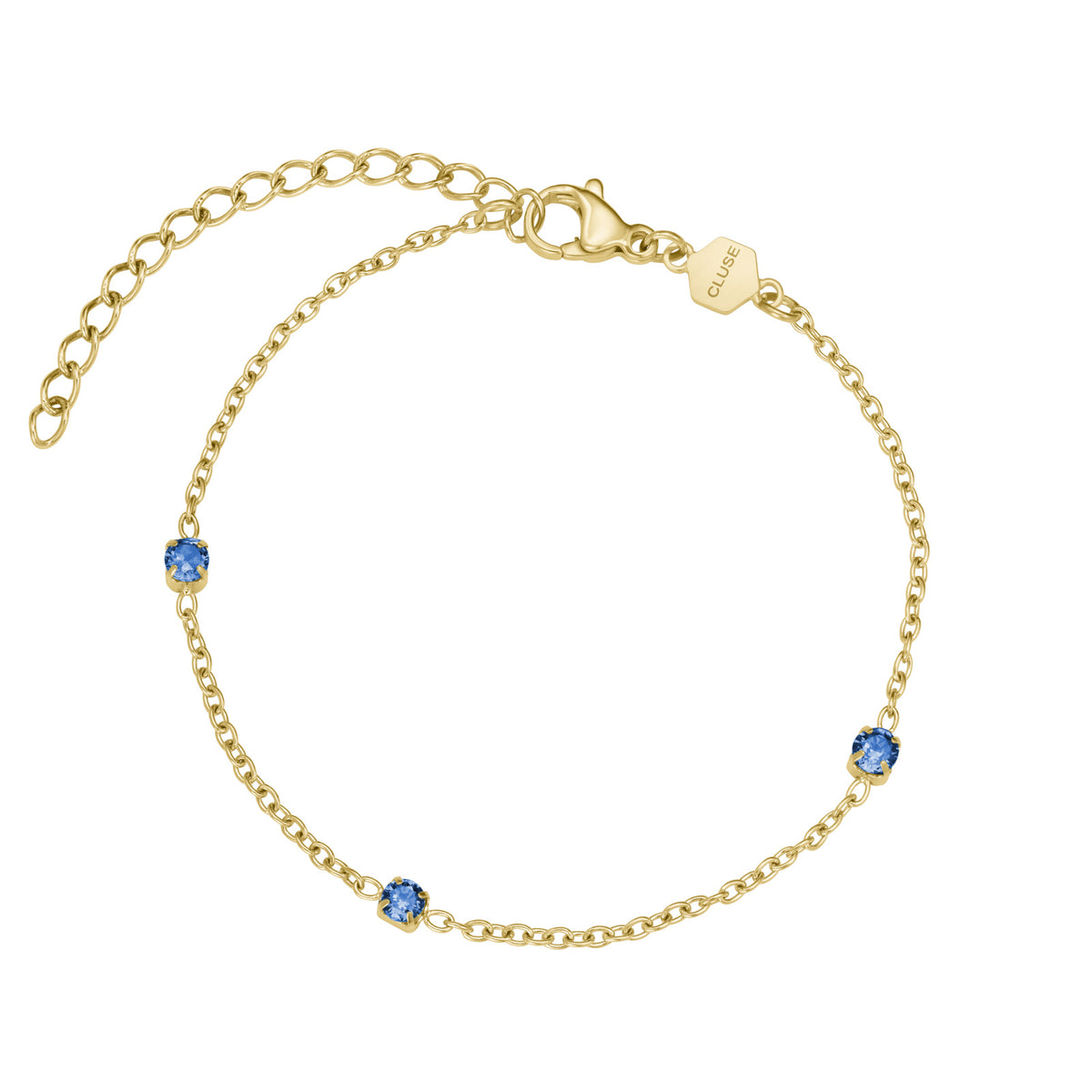 CLUSE Γυναικείο Βραχιόλι Élevé Zirconia Chain με Μπλε Πέτρες Χρυσό – CB13374