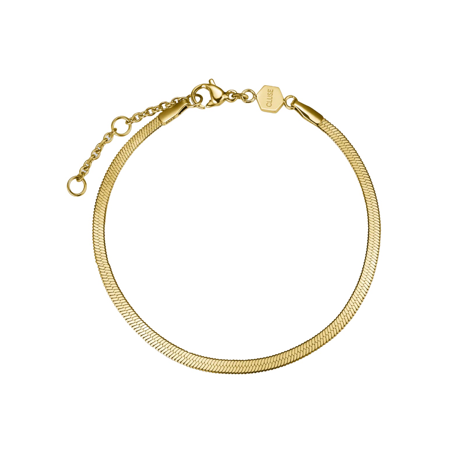 Cluse Gift Box Minuit Watch Mesh, White & Flat Snake Bracelet, Gold Colour