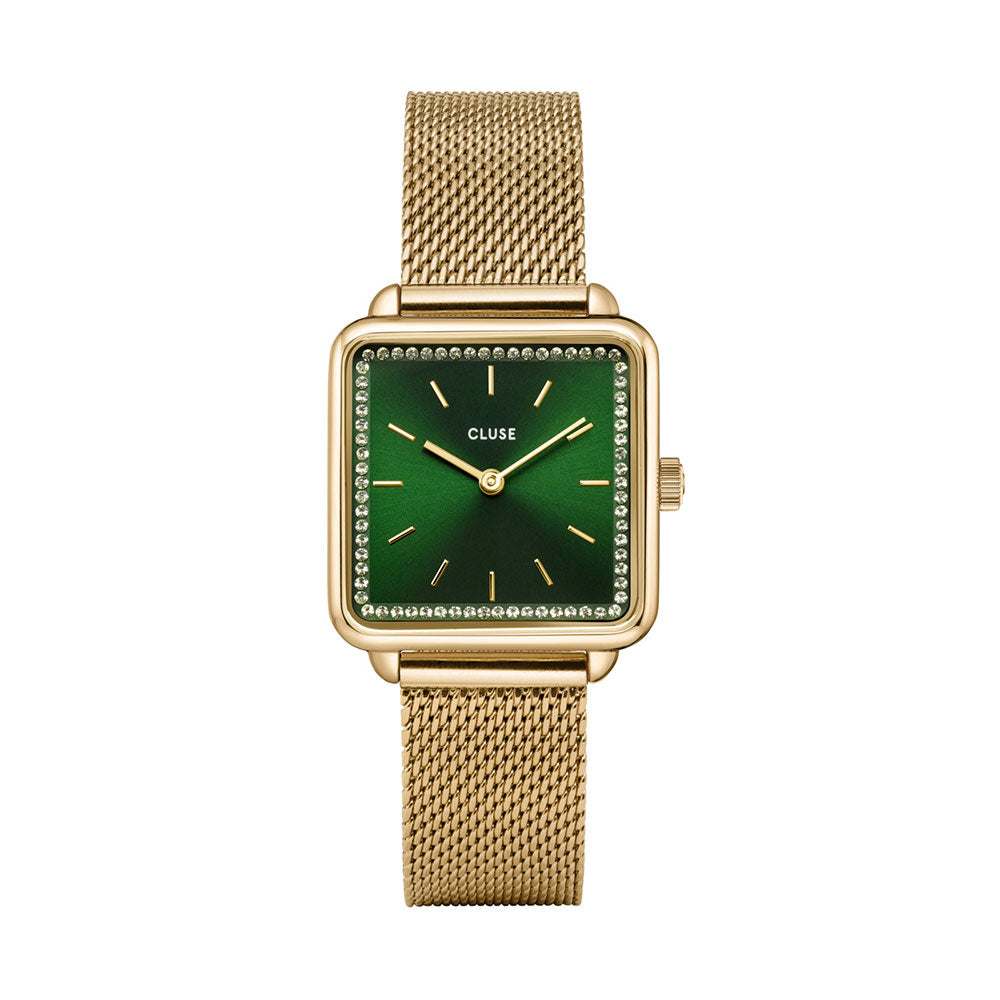 Cluse Gift Box La Tétragone Mesh and Malachite Bracelet Gold Colour