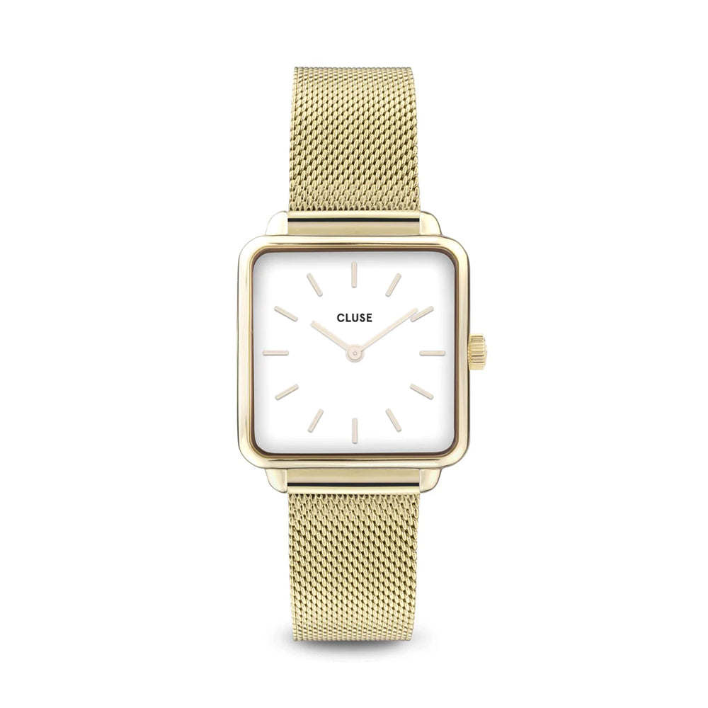 Cluse Gift Box La Tétragone Watch & Leather Strap Gold Colour