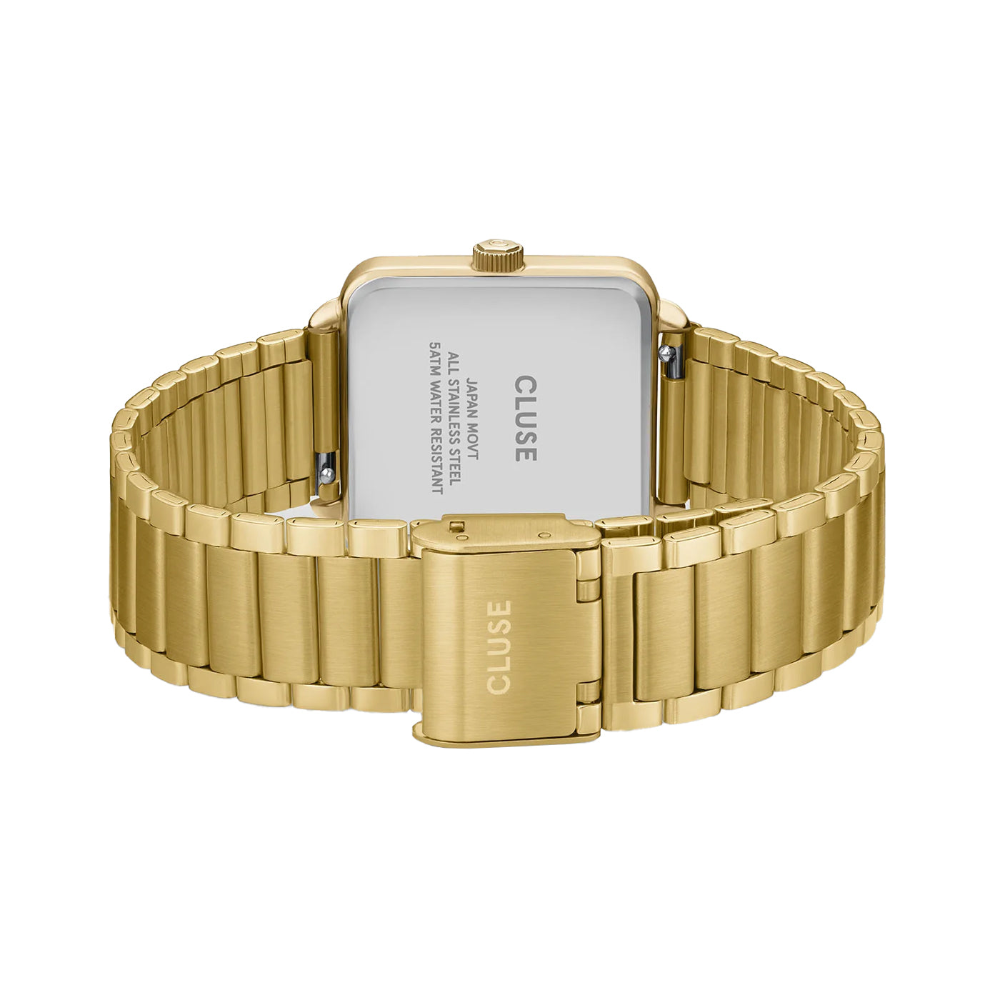 Cluse Gift Box La Tétragone Multifunction Watch Steel, Dark Cherry & Bead Bracelet, Gold Color