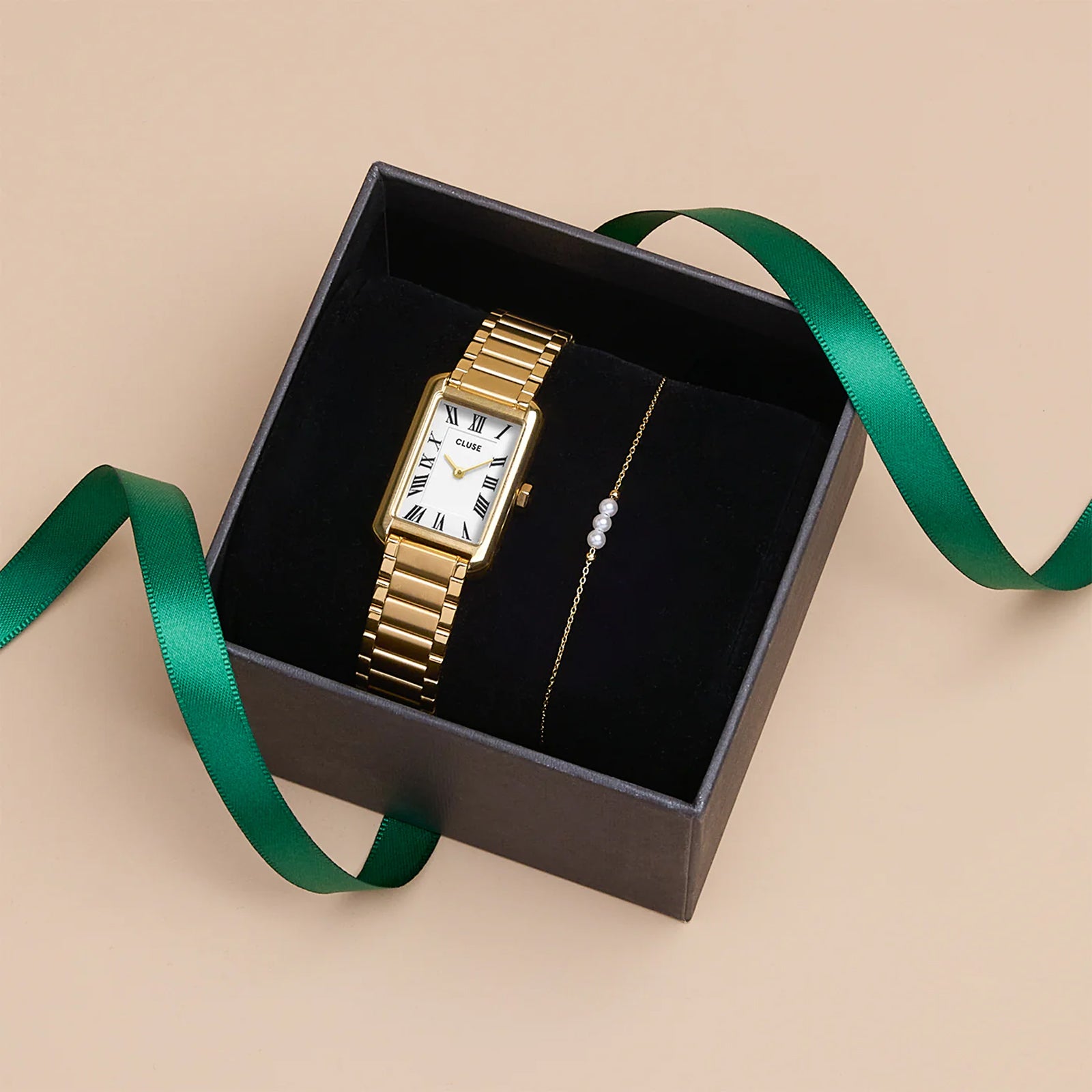 Cluse Gift Box Minuit Watch & Brown Leather Strap Silver Colour