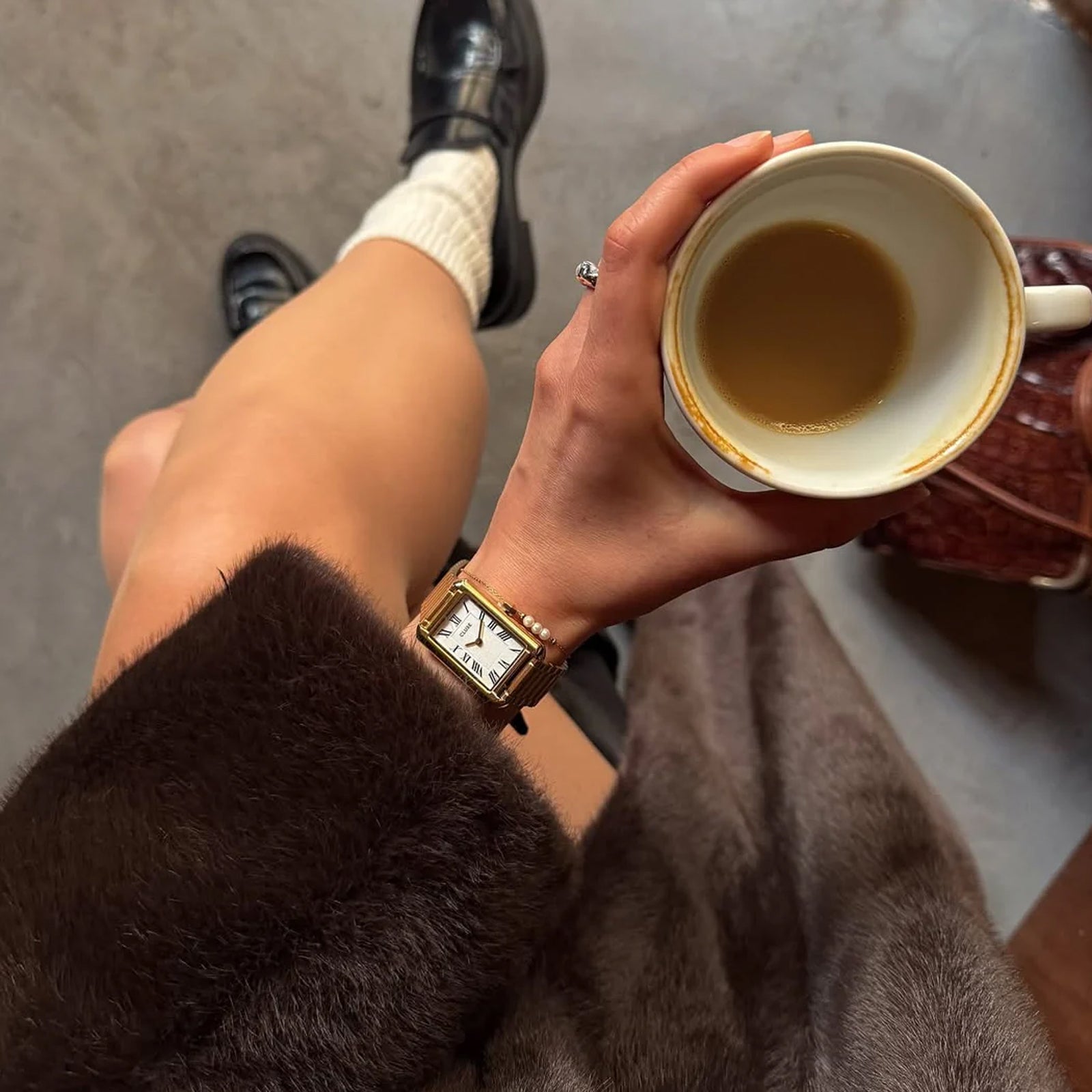 Cluse Gift Box Minuit Watch & Brown Leather Strap Silver Colour