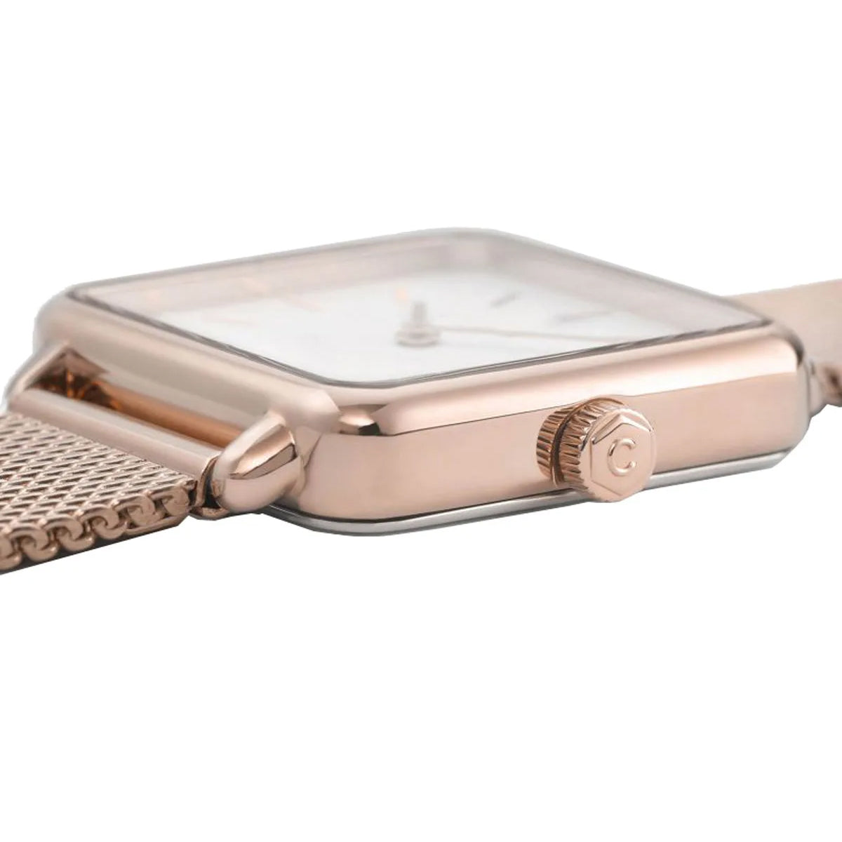Cluse La Tétragone Rose Gold Mesh White