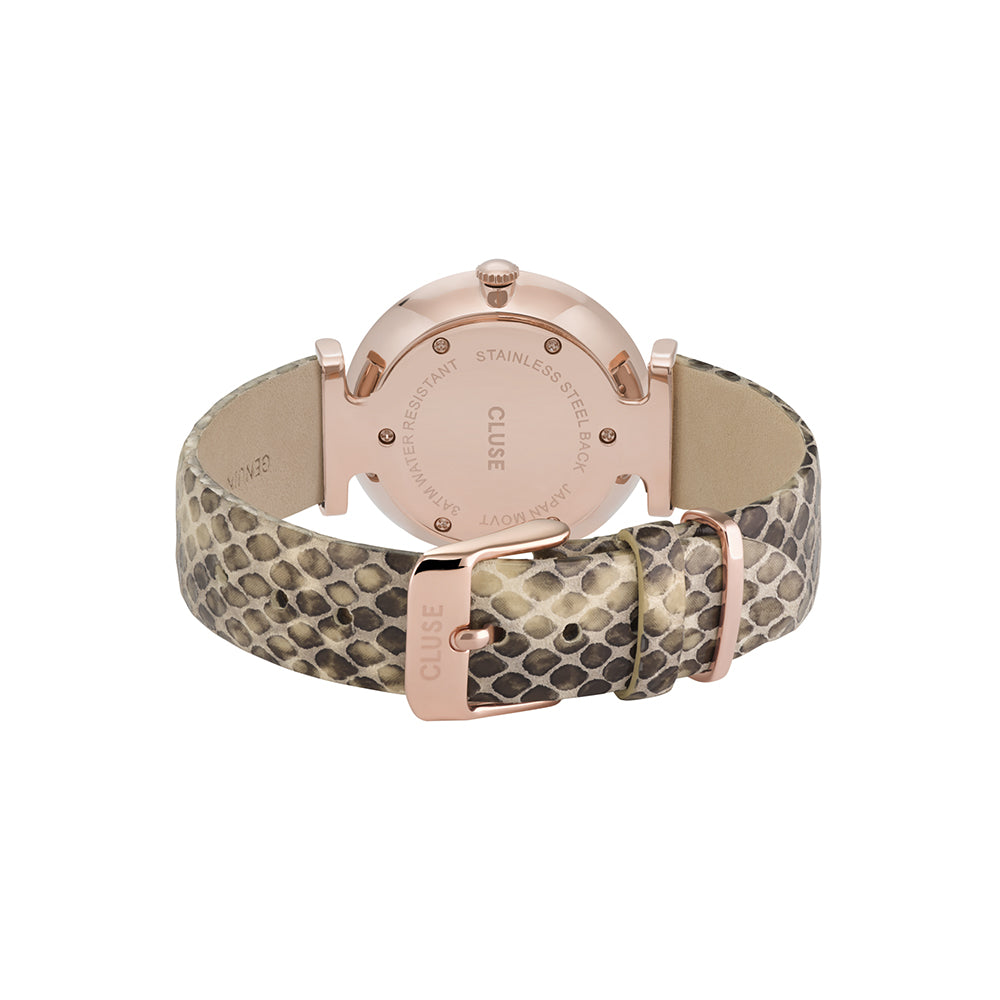 CLUSE Triomphe Leather Almond Python Rose Gold Colour