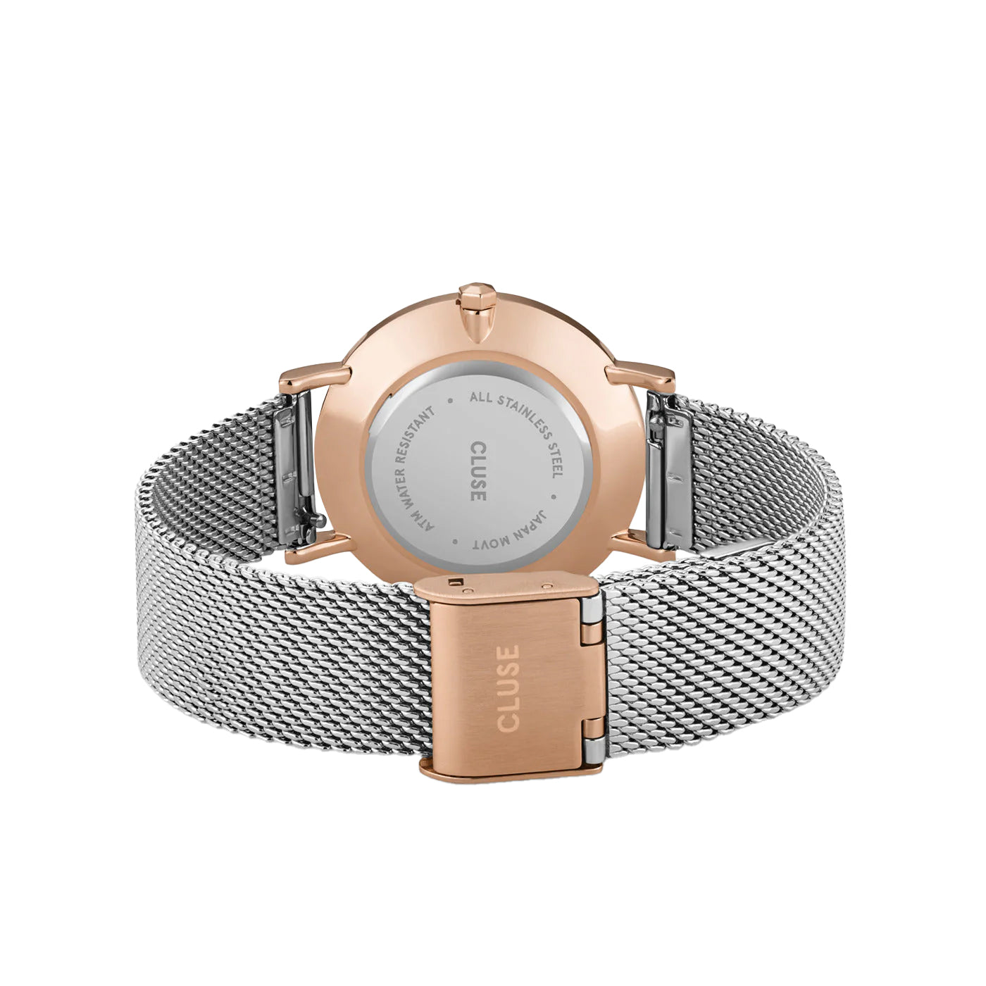 CLUSE Boho Chic Petite Watch Mesh, White, Rose Gold Colour