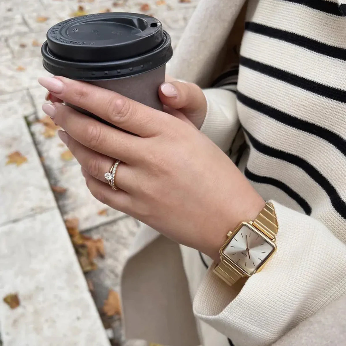 Cluse La Tétragone Watch Mesh stones Gold, Gold Colour