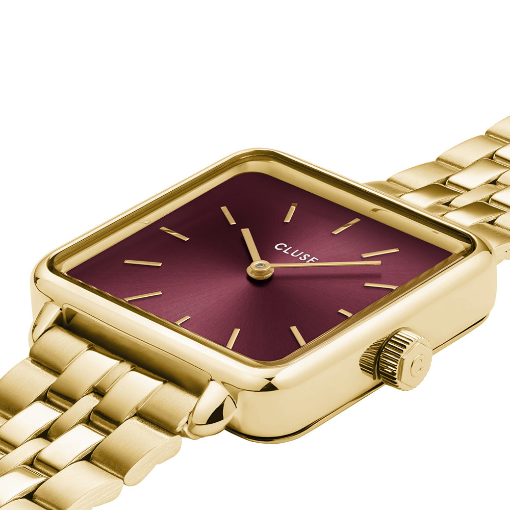 Cluse La Tétragone Watch Steel Dark Cherry Gold Colour