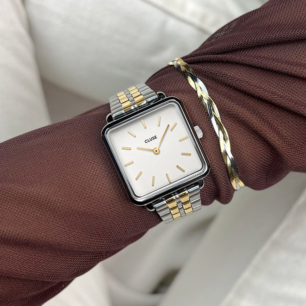 CLUSE La Tétragone Watch Steel Coconut Milk Bicolor
