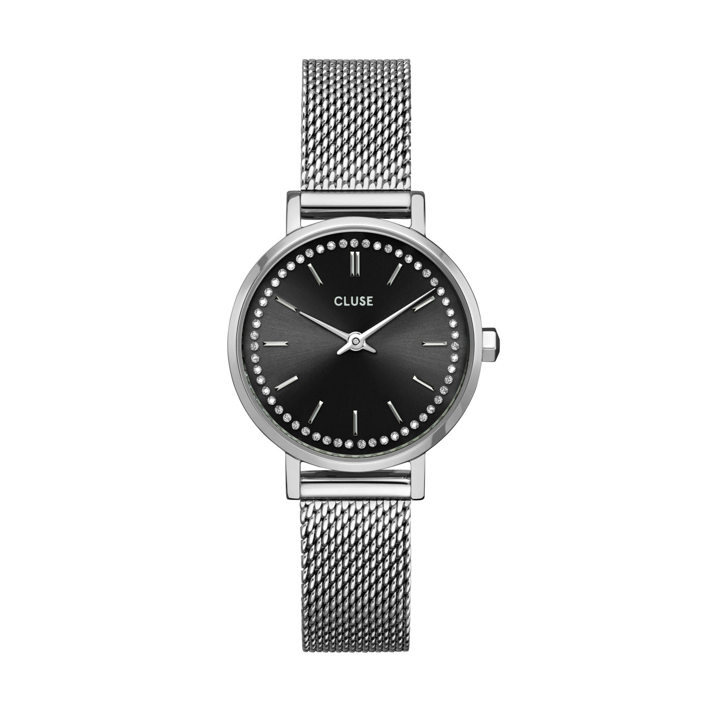 CLUSE Boho Chic Petite Crystals Mesh Black Silver Colour