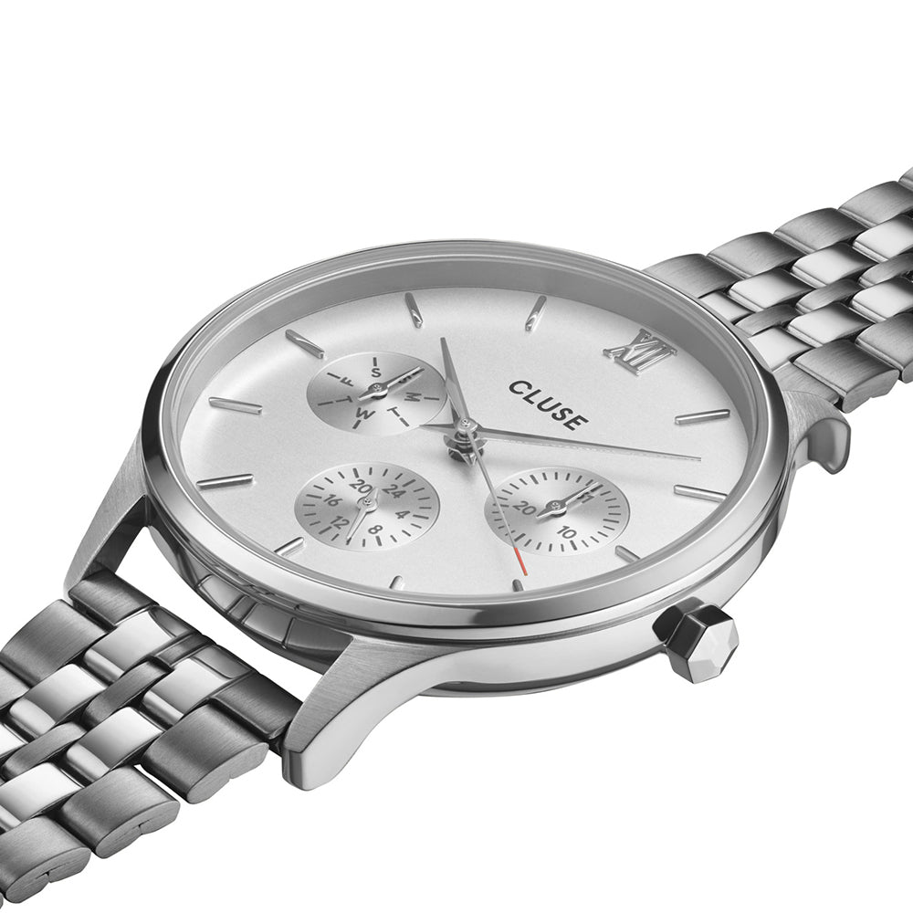 CLUSE Minuit Multifunction Steel Full Silver Colour