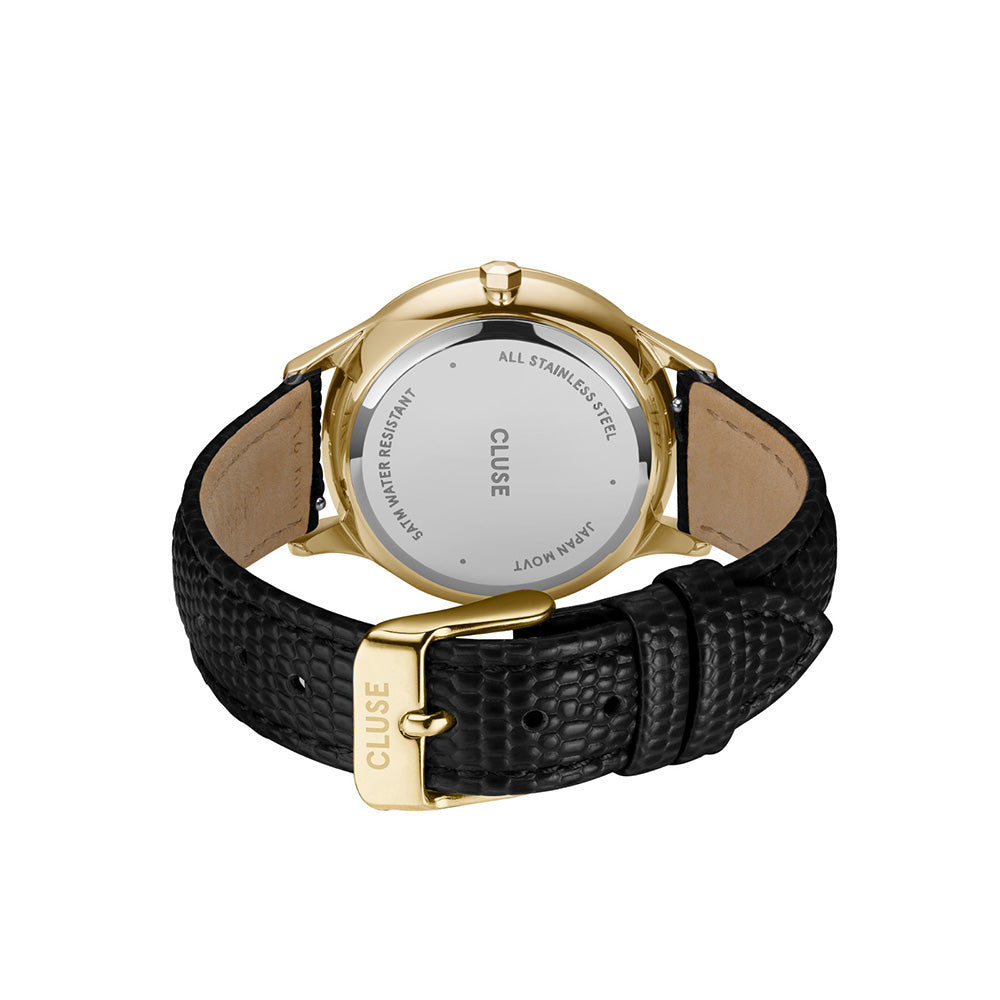 CLUSE Minuit Black Leather Strap