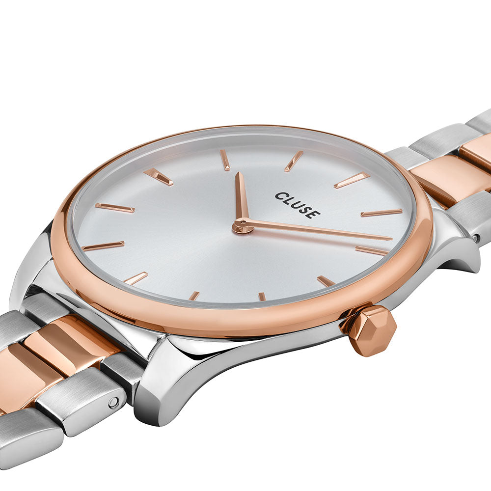 Cluse Féroce Steel White Rose Gold/Silver Colour