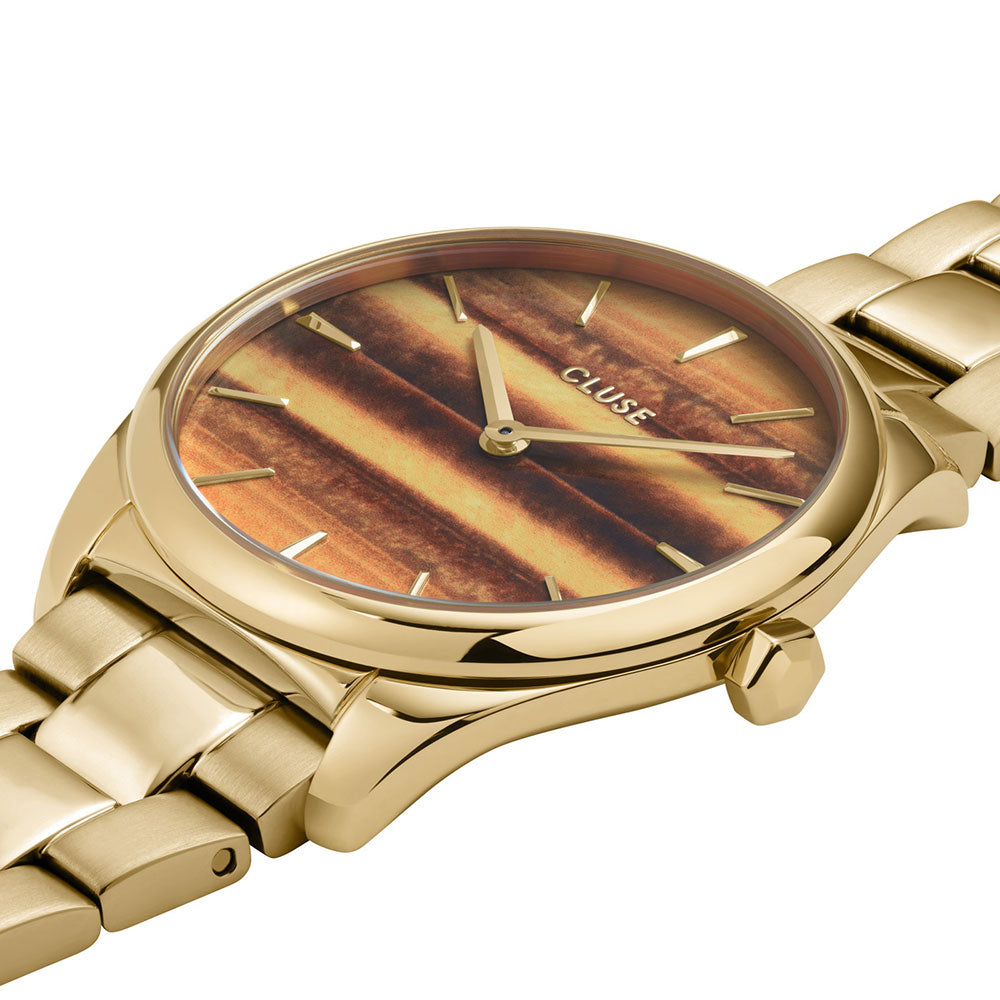 Cluse Féroce Petite Steel Tiger's Eye Gold Colour