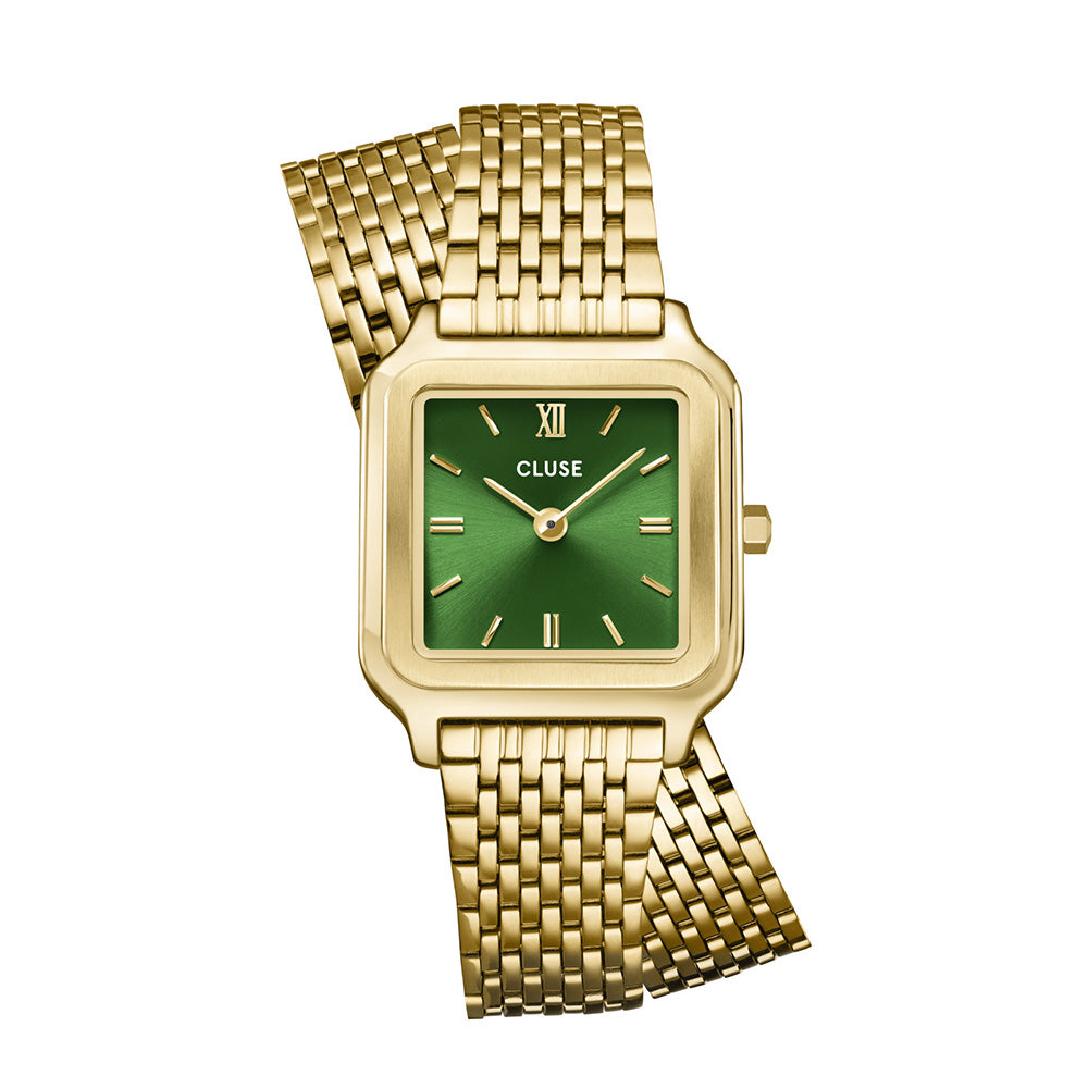 CLUSE Gracieuse Petite Watch Double Steel Forest Green Gold Colour
