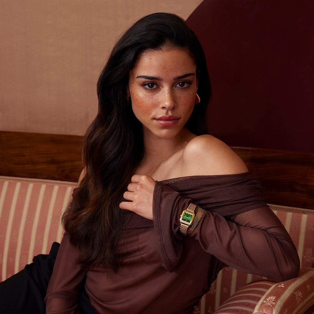 CLUSE Gracieuse Petite Watch Double Steel Forest Green Gold Colour