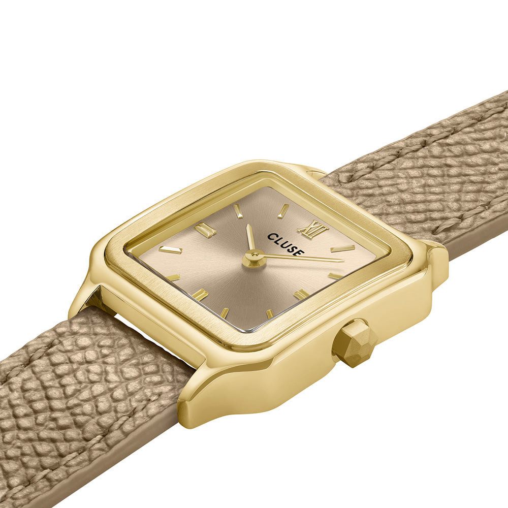 CLUSE Gracieuse Petite Watch Double Leather Rugby Tan Gold Colour