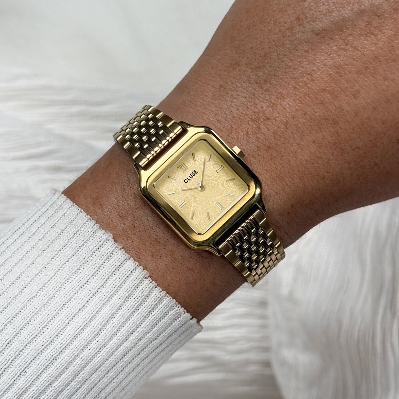 CLuse Gracieuse Petite Watch Steel, Lace Textured, Gold Colour