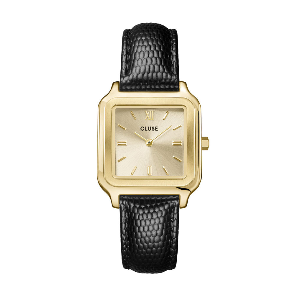 CLUSE Gracieuse Watch Leather Black Lizard Gold Colour