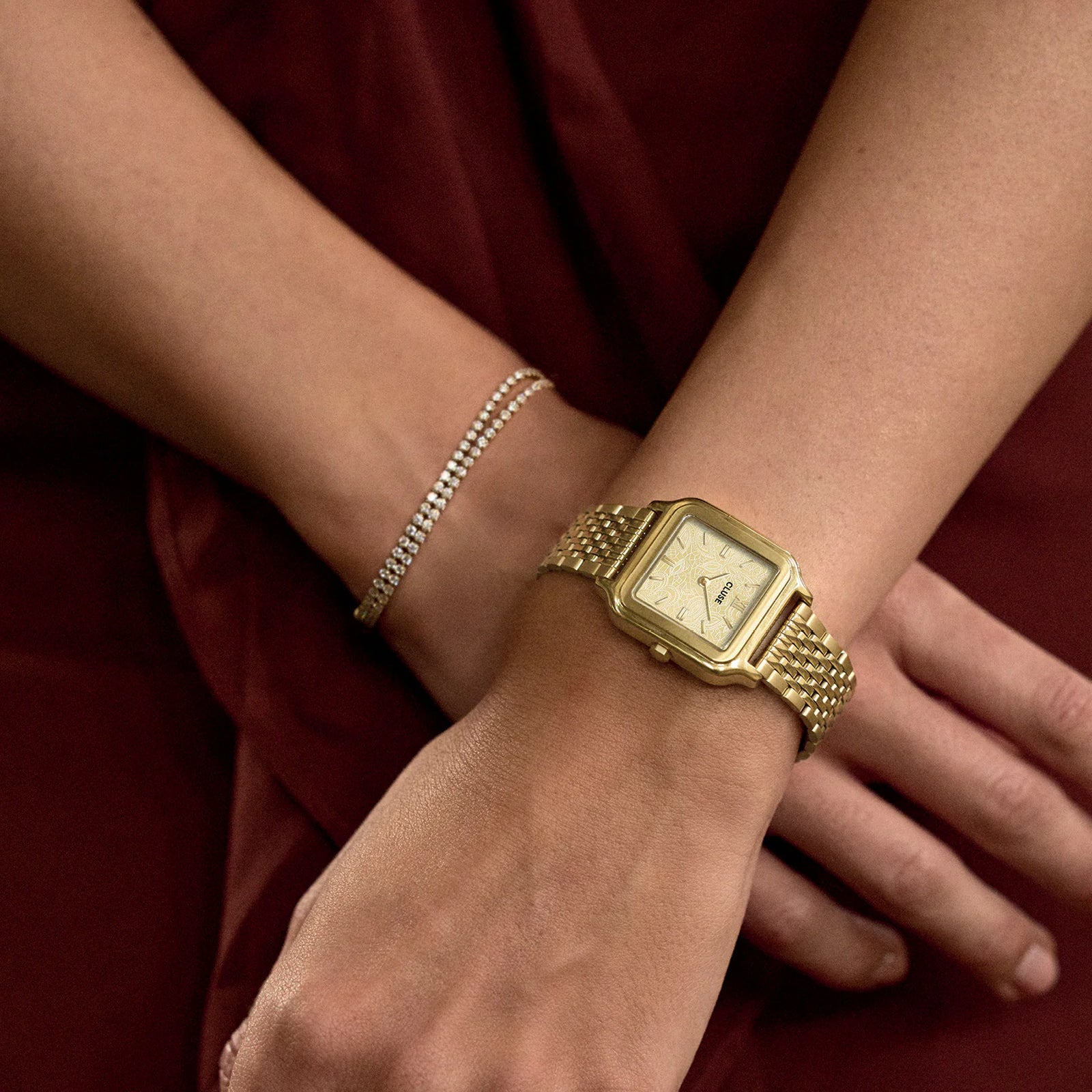 CLuse Gracieuse Watch Steel, Lace Textured, Gold Colour